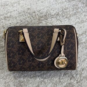Michael Kors Signature Brown and Cream Satchel